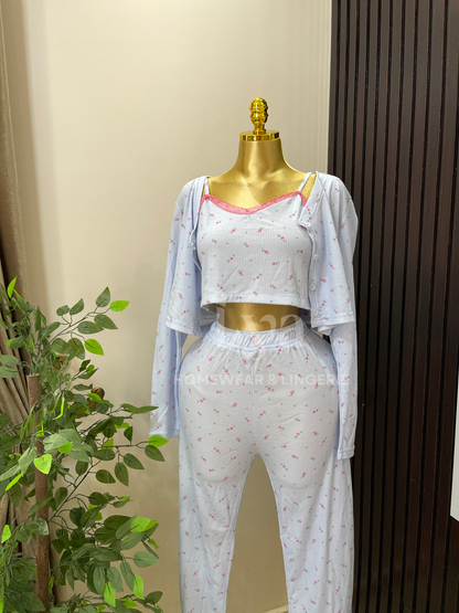 feminine 3-piece ribbed set