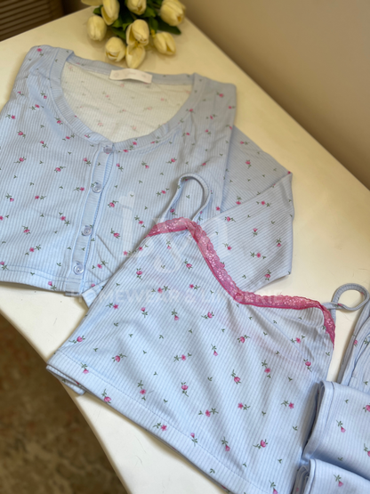 Baby Blue & Pink Rib Set