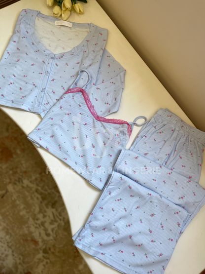 Baby Blue & Pink Rib Set